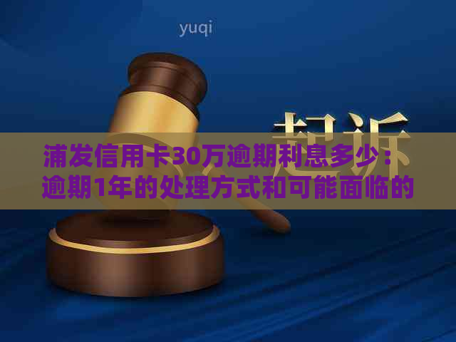 浦发信用卡30万逾期利息多少： 逾期1年的处理方式和可能面临的法律程序