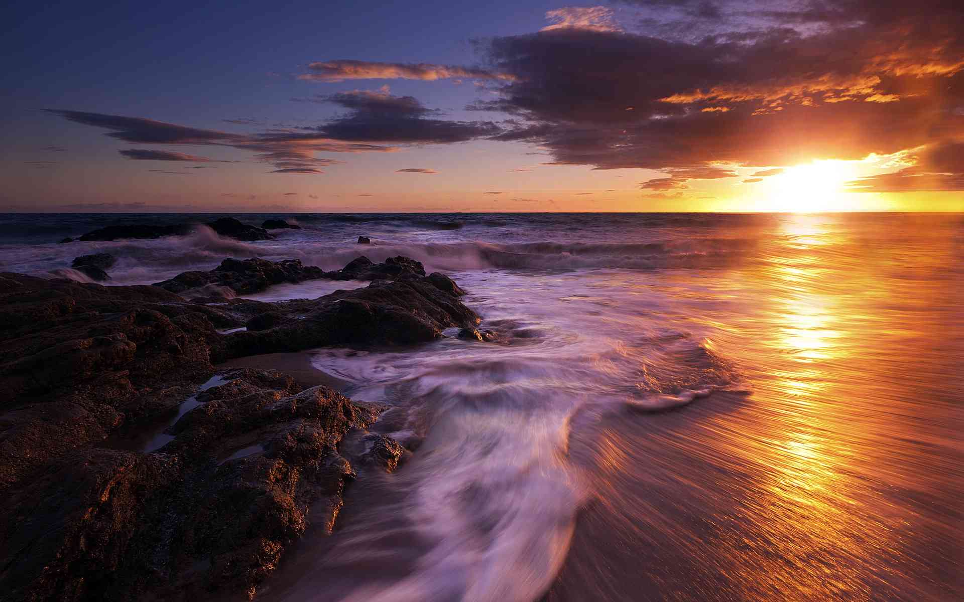 夕阳海边素材：高清风景原图