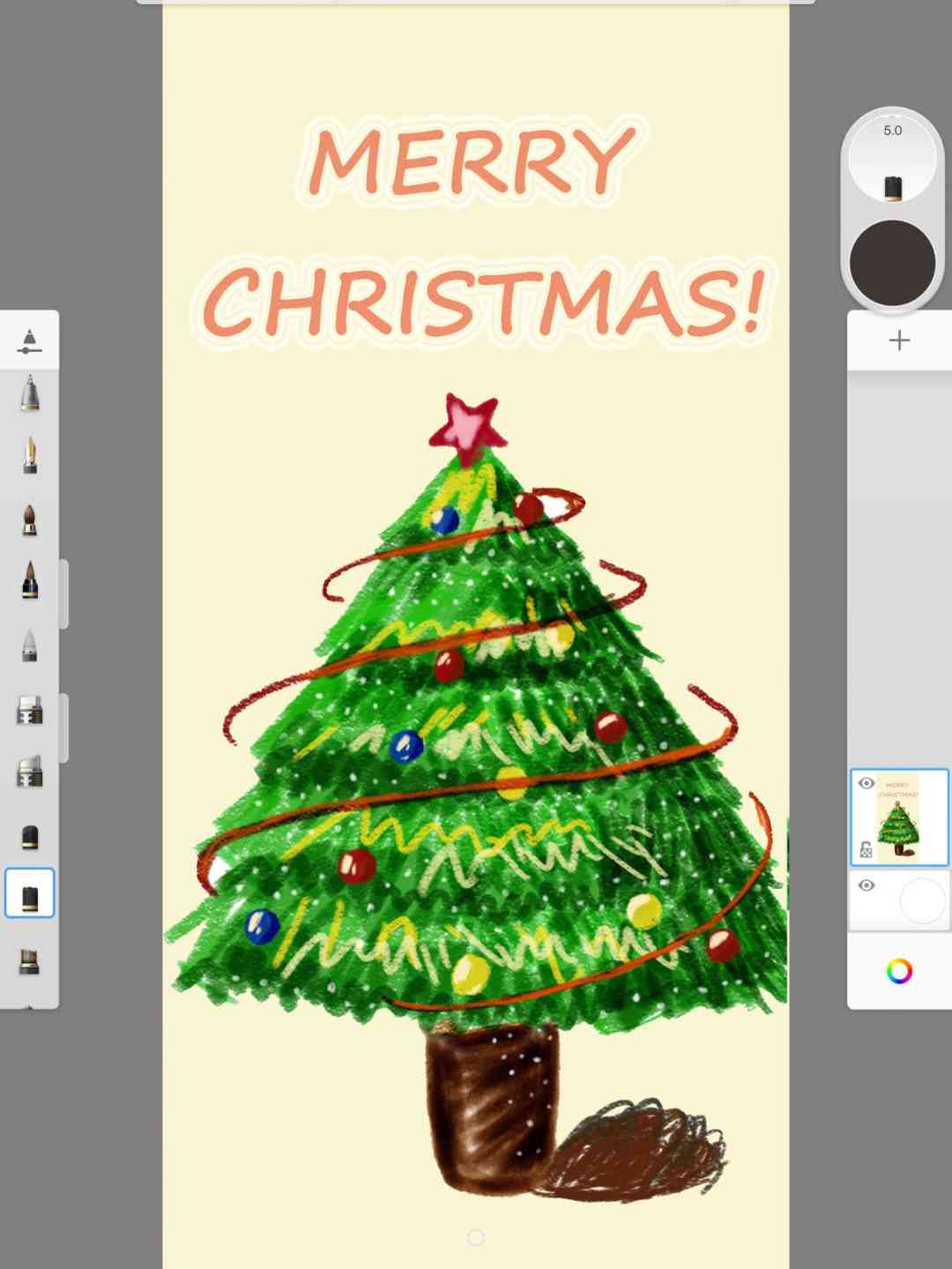 ai怎么画圣诞树：涵圣诞老人、小爱圣诞树，IPad手绘圣诞树教程