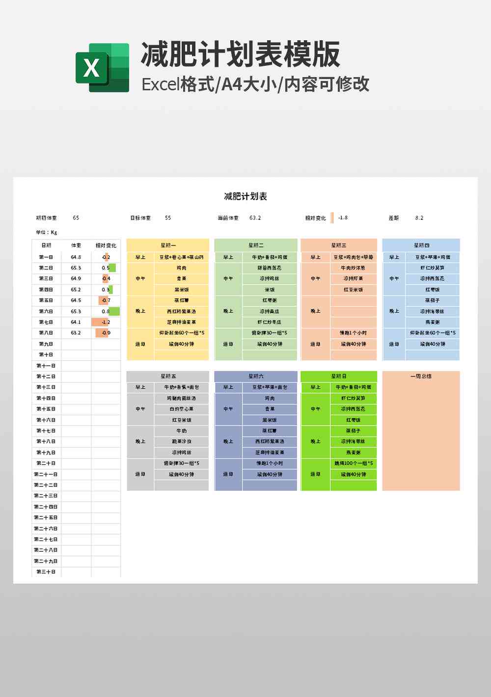 减肥计划安排表ai生成