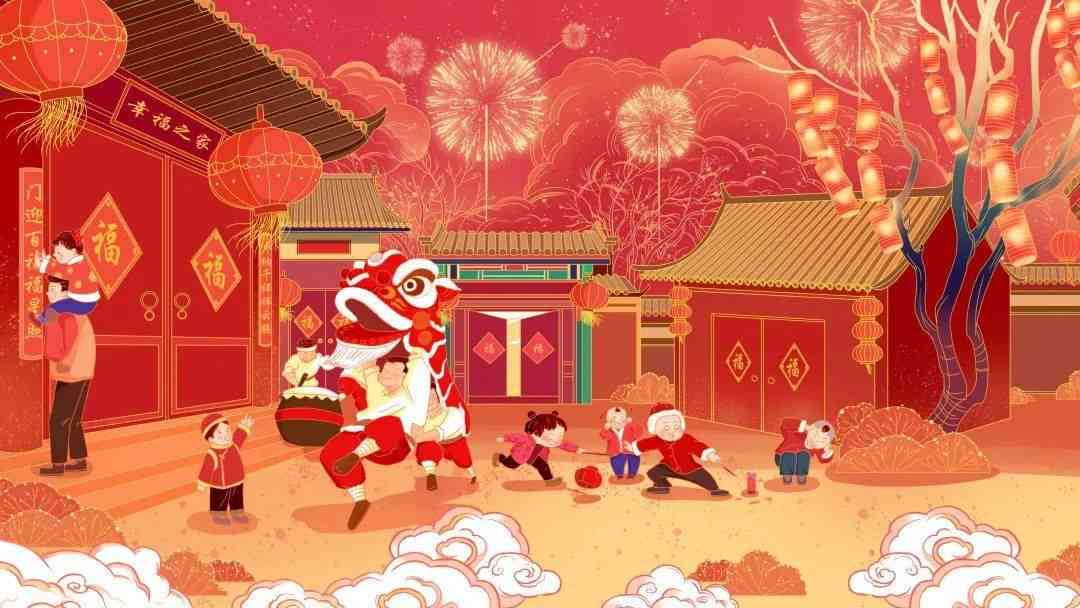 中国春节原创插画素材：新年主题设计图片，知网精选过年图片集