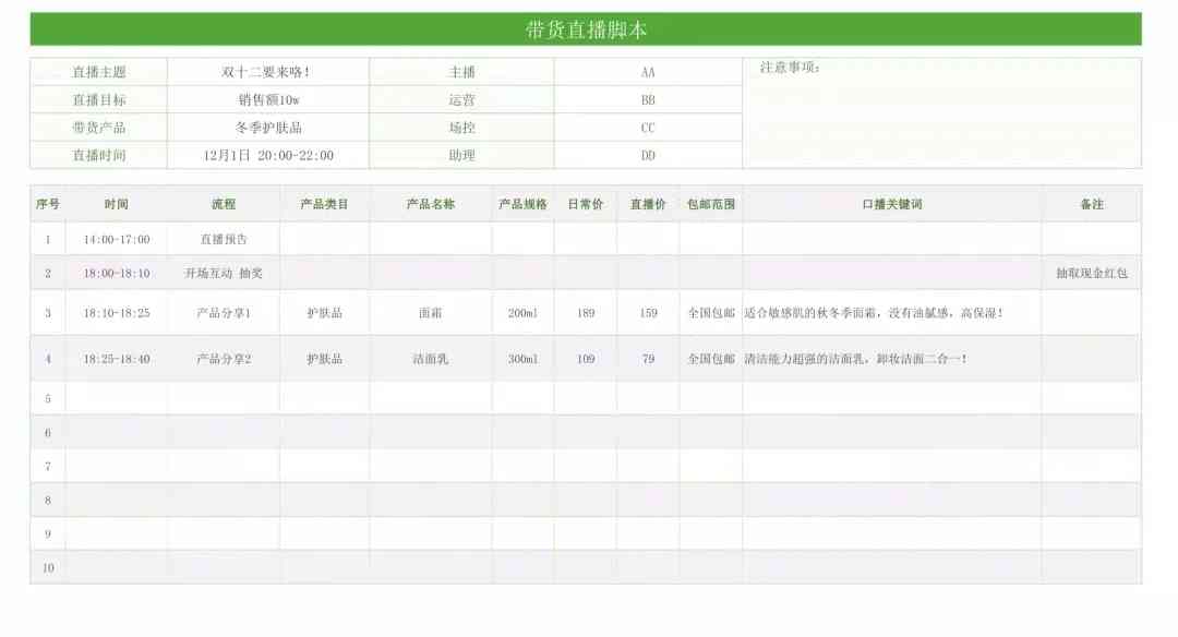 通用直播脚本：写作模板、范例整理与直播脚本应用指南