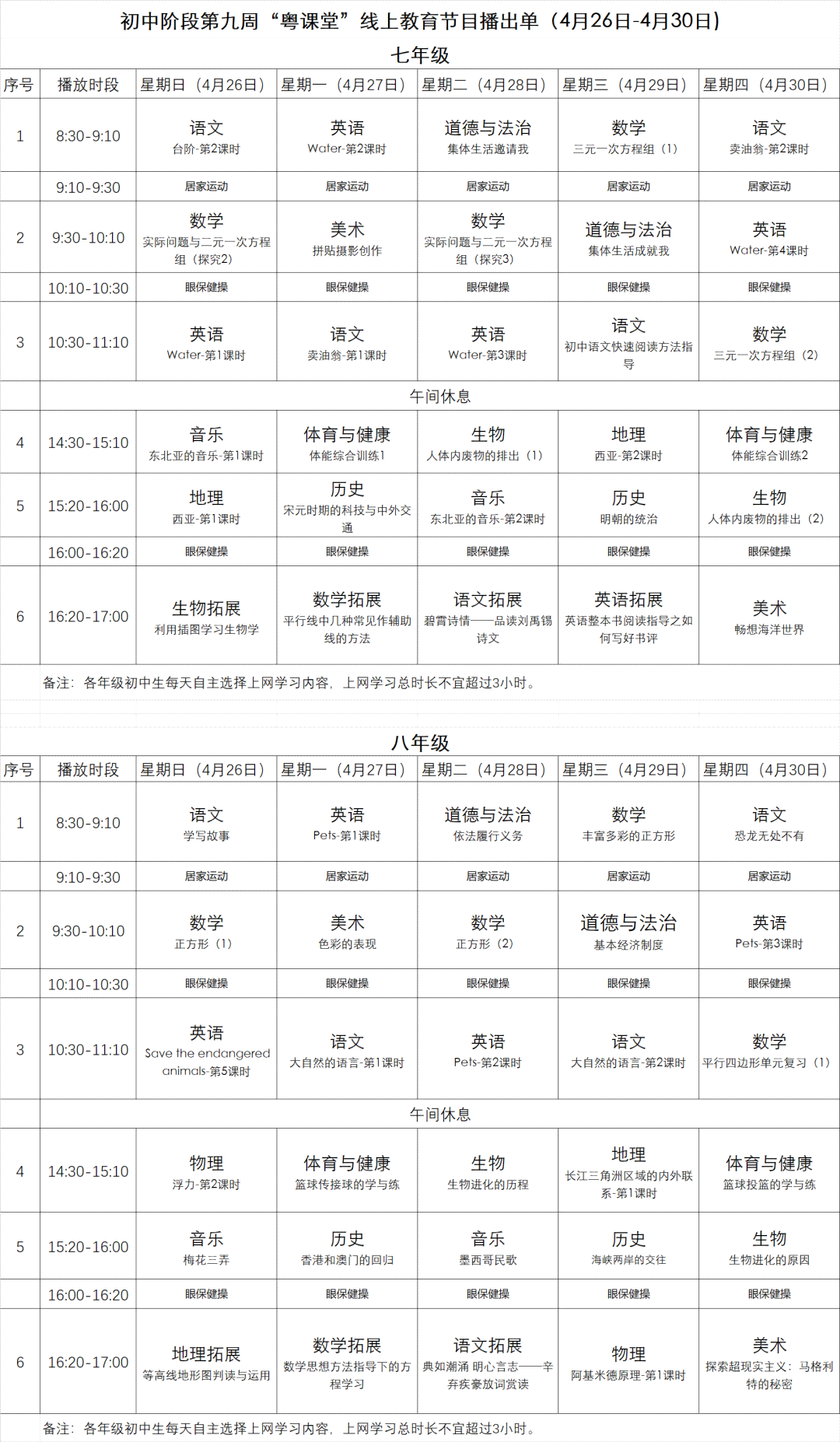 深圳中学网课：涵兄妹课堂、初中课程、公开课及课表