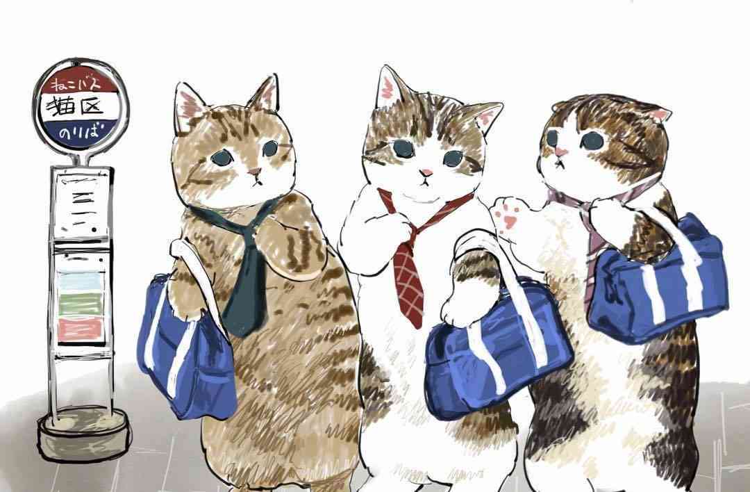 猫咪拟人插画：AI绘画艺术创意文案展