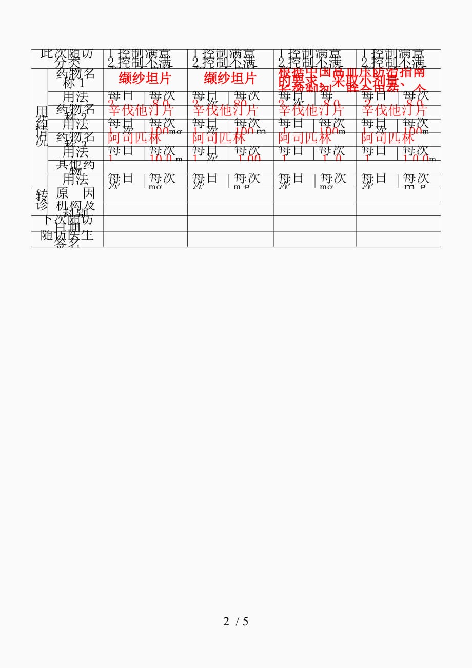 慢病随访表模板：范文与填写指南及记录表模板