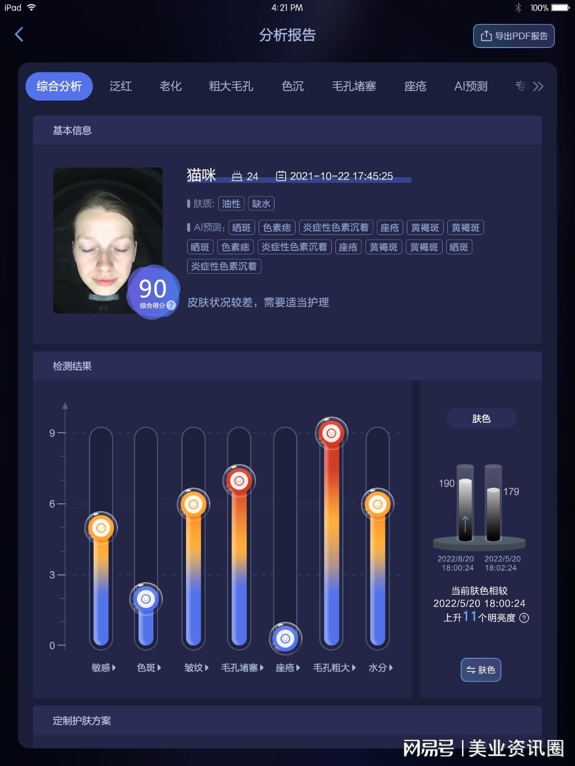 即时AI肤质检测，快速获取报告结果